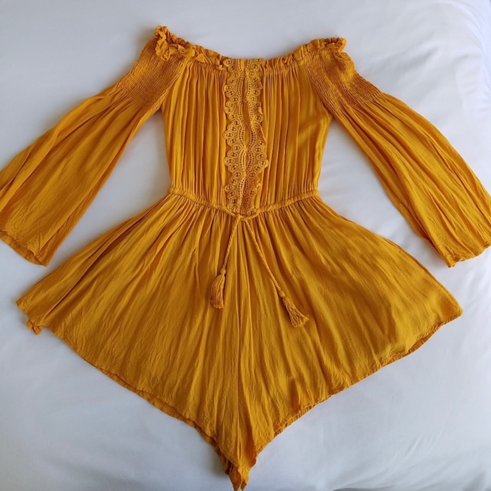 Mustard Yellow Paper Heart Romper